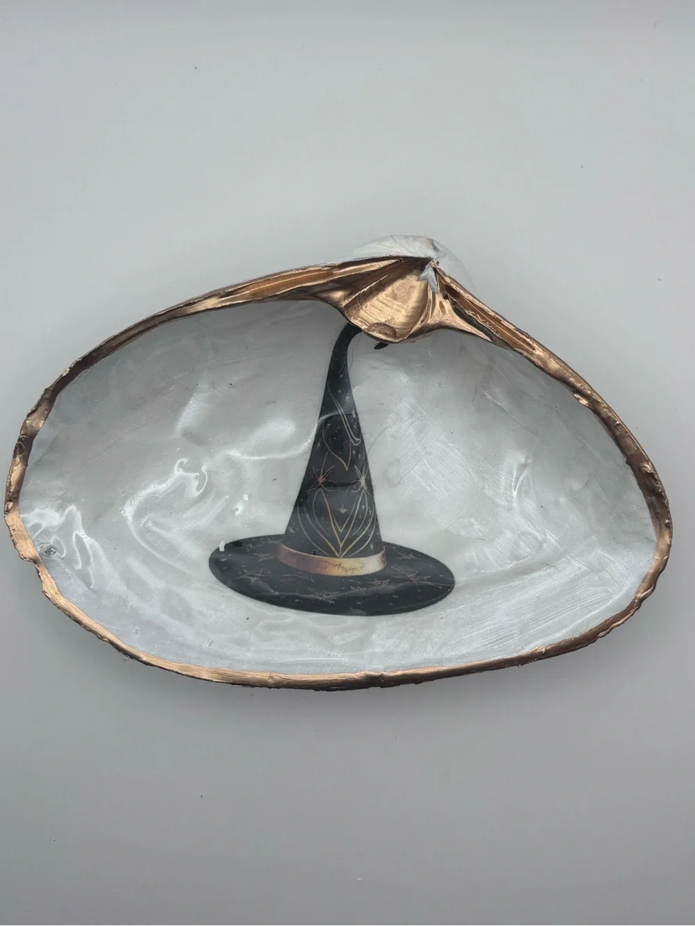 Halloween Witch Hat Decorative Shell Tray - Black and Gold